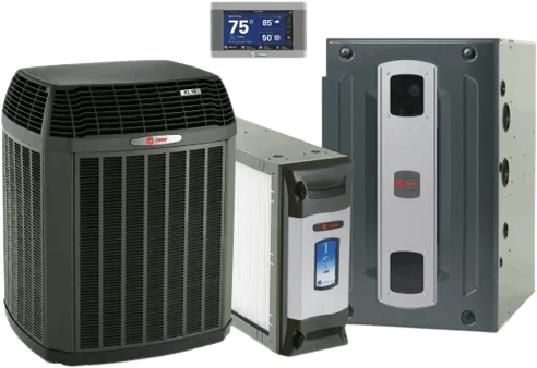 A group of different types of air conditioners.